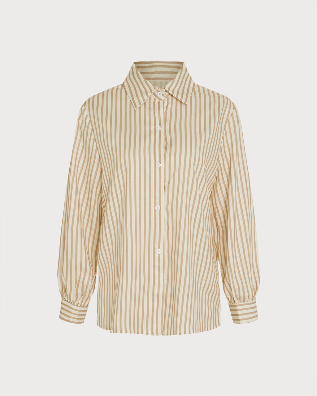 Chemise rayée couleur abricot à col et boutons