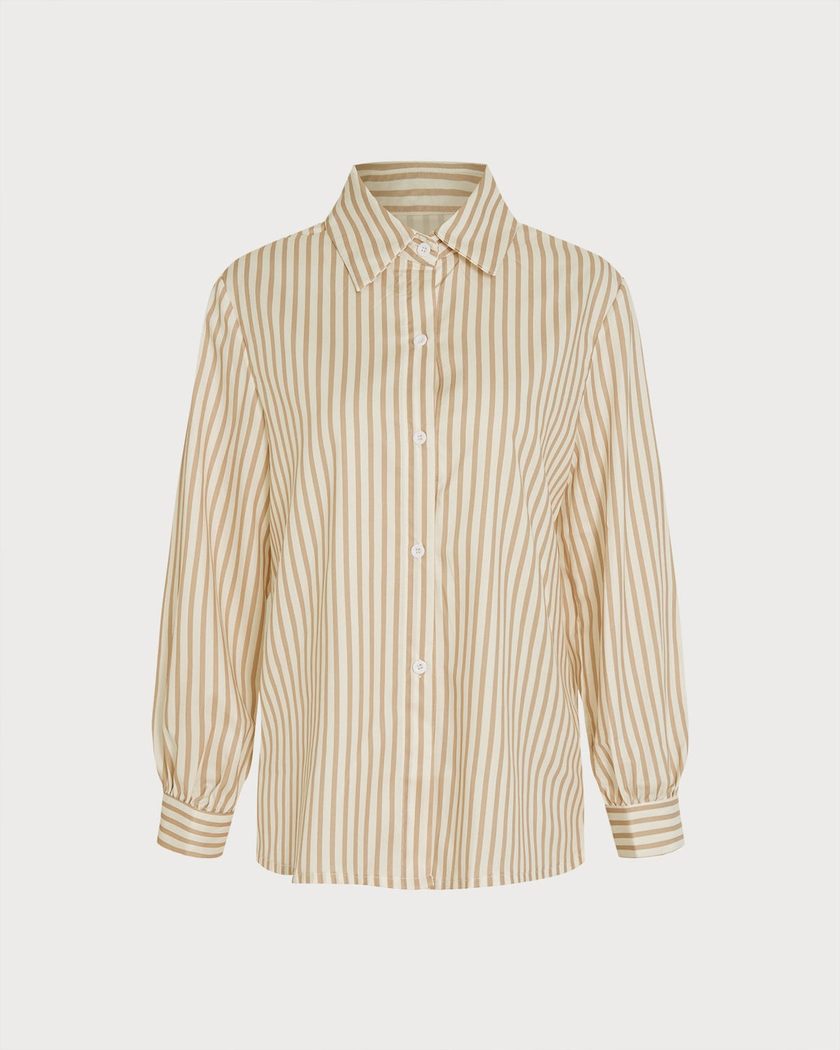 Chemise rayée couleur abricot à col et boutons