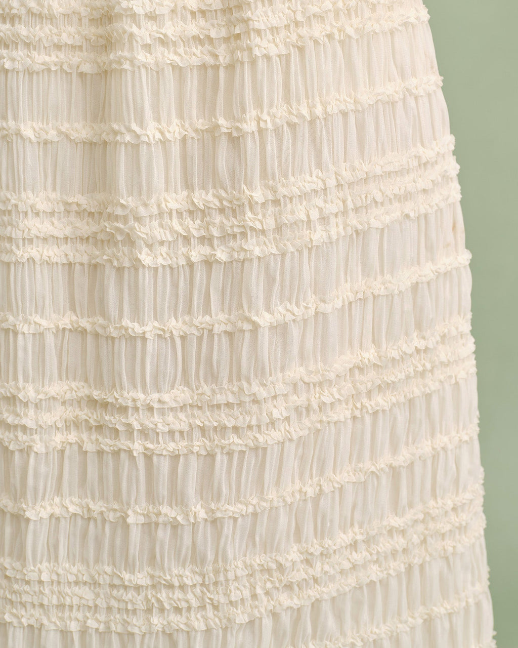 Jupe midi couleur abricot à taille élastique et froncée
