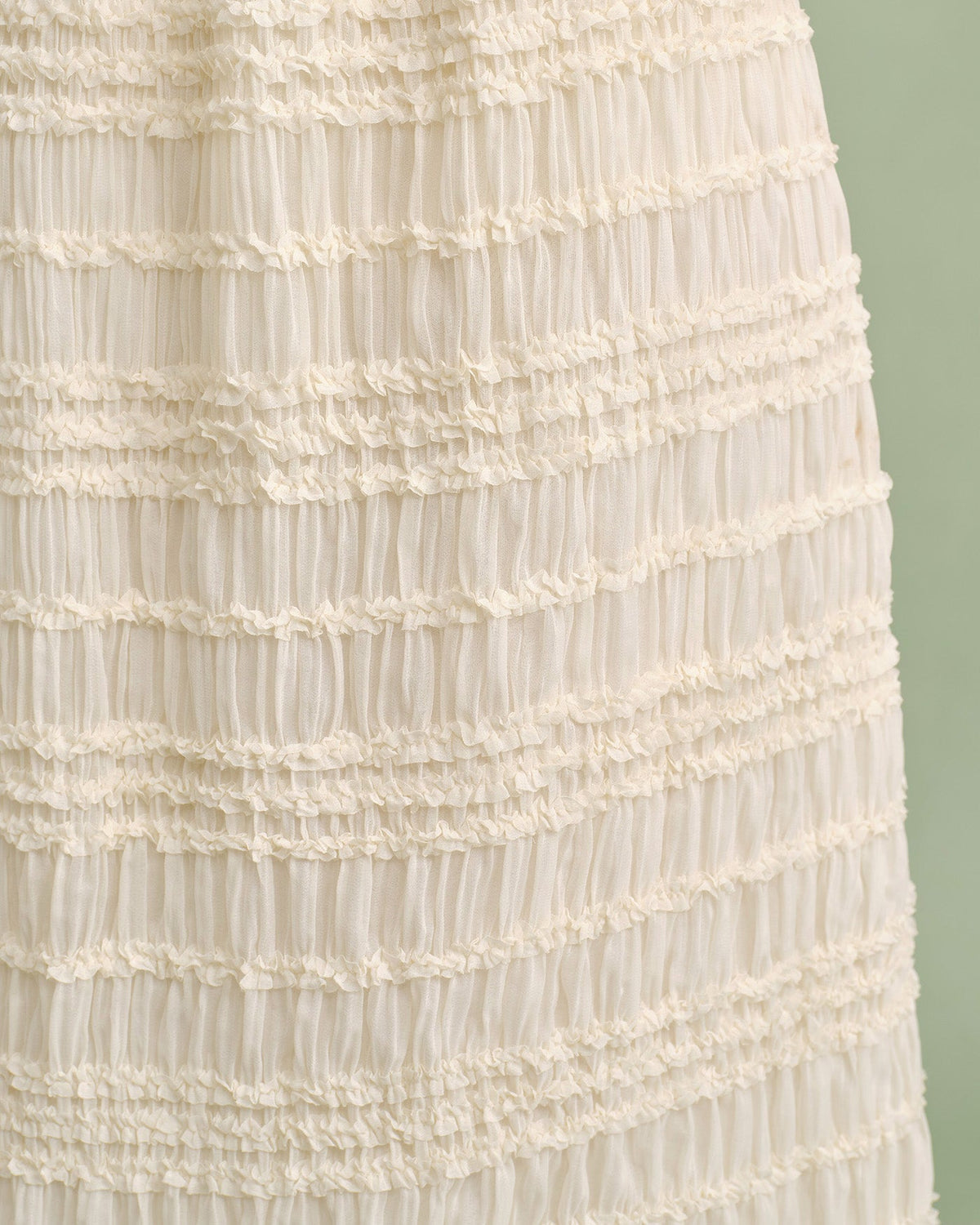 Jupe midi couleur abricot à taille élastique et froncée