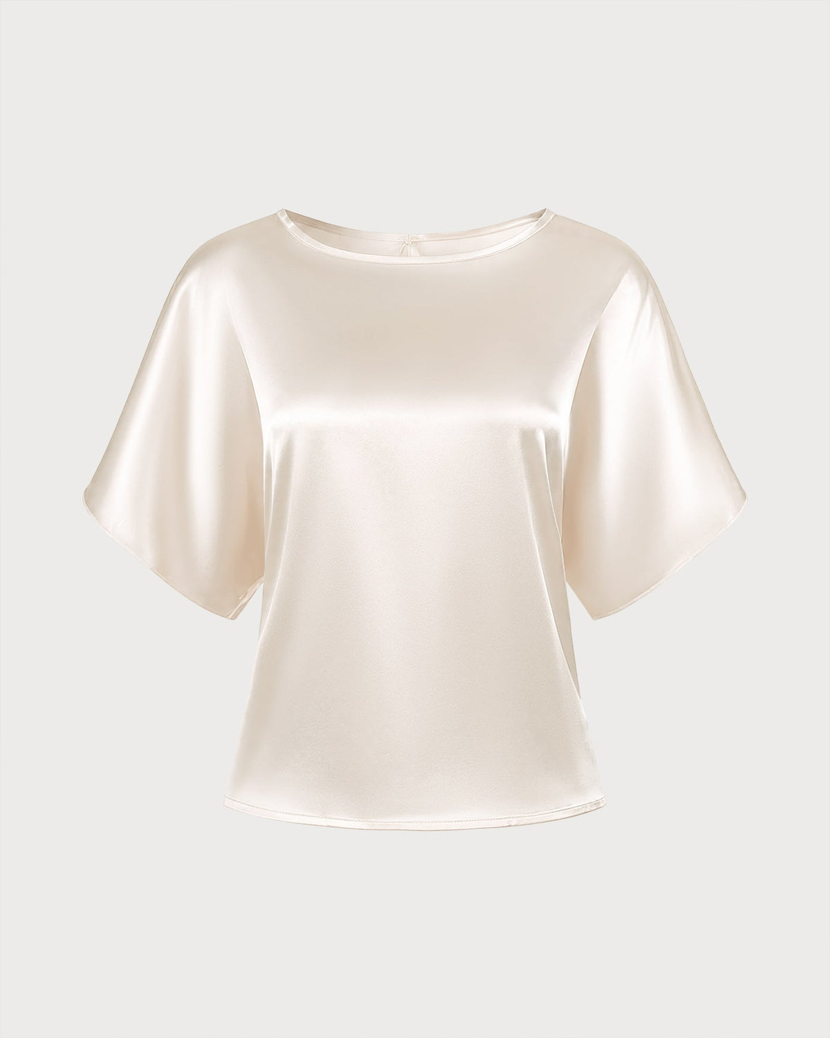 T-shirt Abricot Col Bateau Épaules Tombantes à Nouer